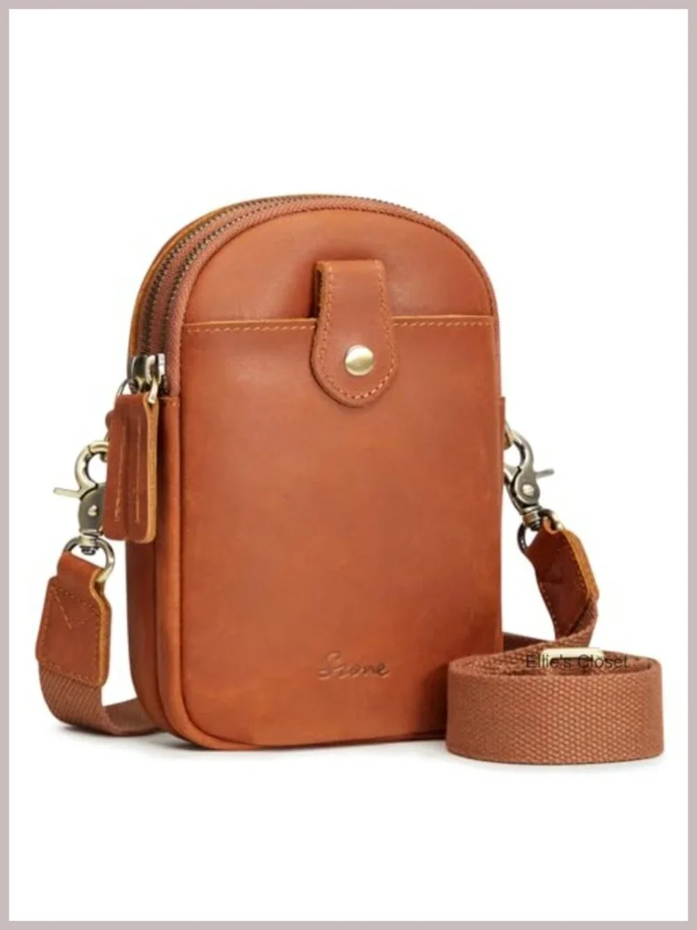 RFID Blocking Leather Crossbody Bag for Women Adjustable Strap